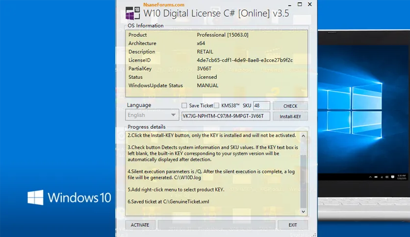 41ymlejp-Windows 10 Digital License C# 3.7
