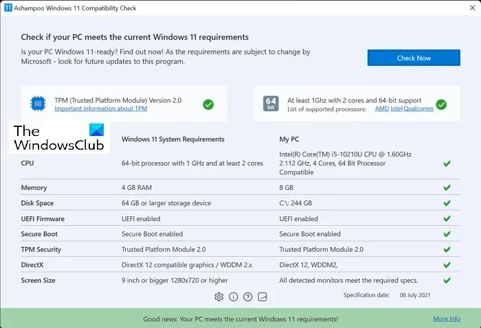 Descargar-u2au7we6-Ashampoo Windows 11 Compatibility Check 1.0.2