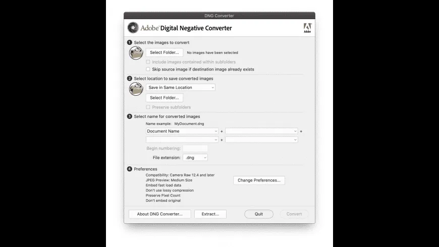Captura Adobe DNG Converter for macOS 2