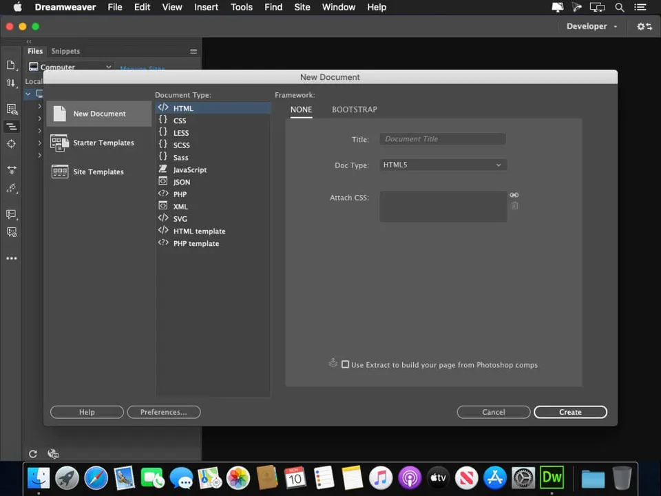 Captura Adobe Dreamweaver for macOS 1