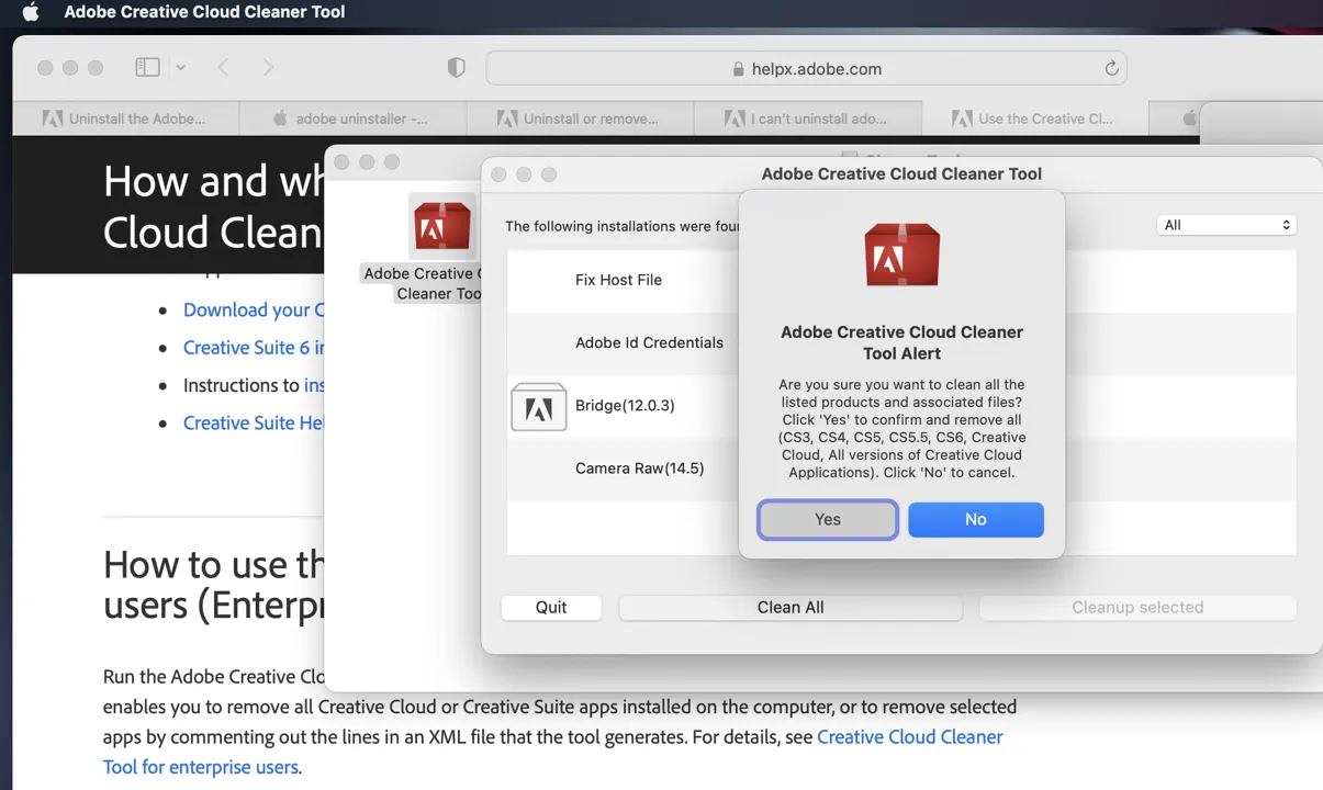 Captura Adobe Creative Cloud Cleaner Tool 2