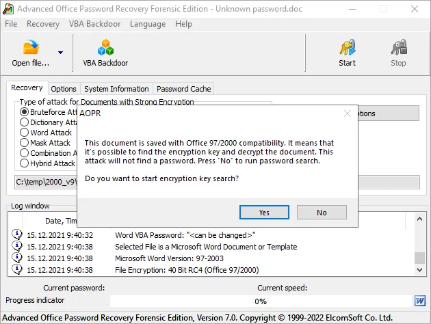 Advanced WordPerfect Office Password Recovery-std64u2d