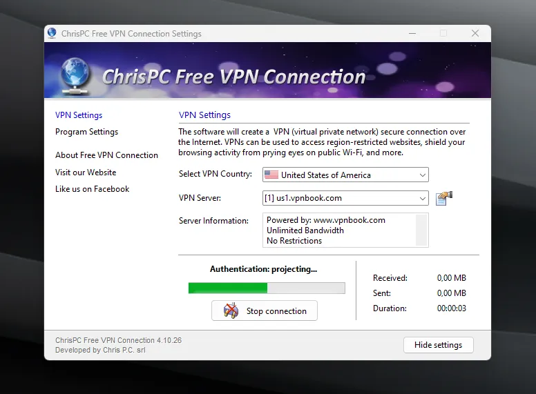 ChrisPC Free VPN Connection-emytnjn8Captura de Pantalla