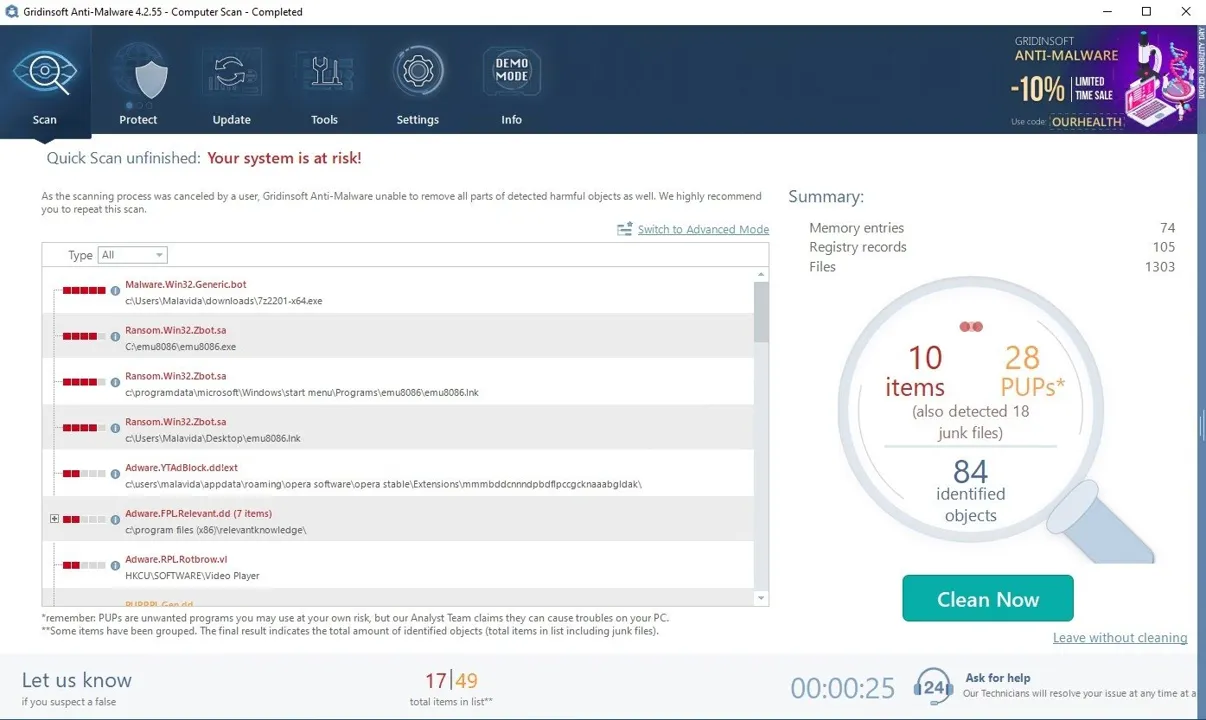 GridinSoft Anti Malware-53ydebv8Captura de Pantalla