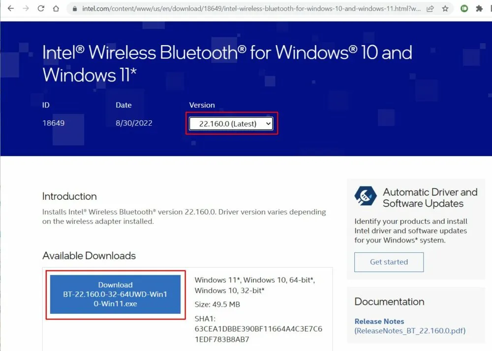 Intel Wireless Bluetooth Driver Windows 10-11-s0md0py5Captura de Pantalla