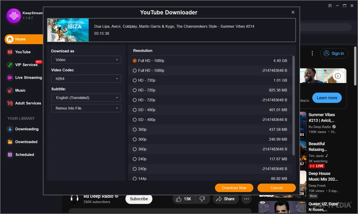 KeepStreams -fi9sa8ktCaptura de Pantalla