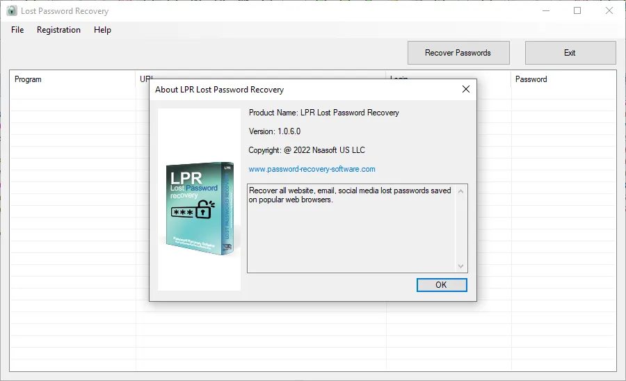 LPR Lost Password Recovery-er04nfc7Captura de Pantalla