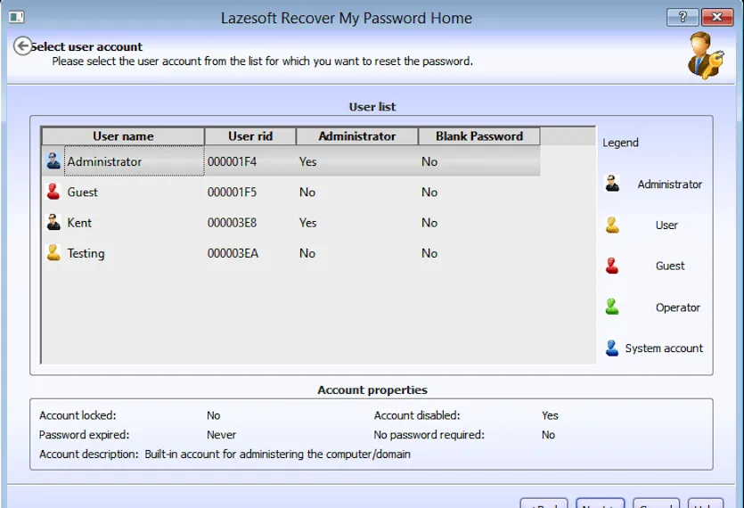 Lazesoft Recover My Password Professional-w4bt976vCaptura de Pantalla