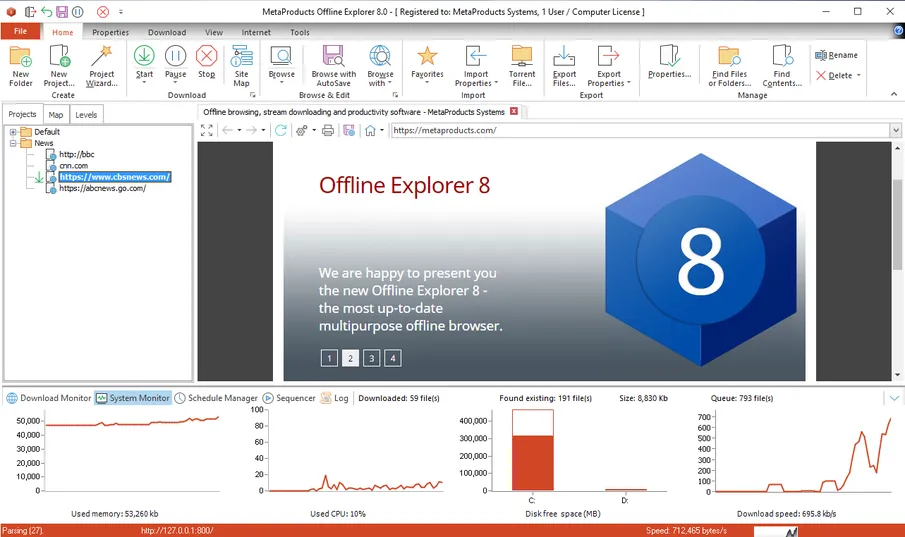 MetaProducts Offline Explorer Enterprise-1i72utf1-Captura de Pantalla
