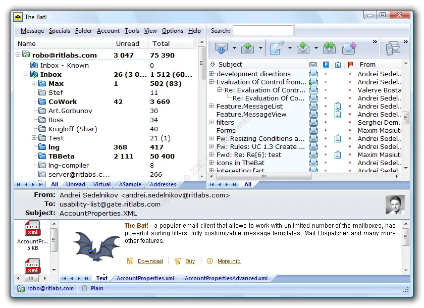 The Bat! Professional-7ms5u06b-Captura de Pantalla
