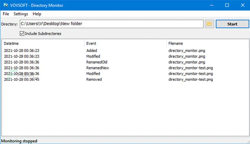 VovSoft Directory Monitor-m03v95kl-Captura de Pantalla