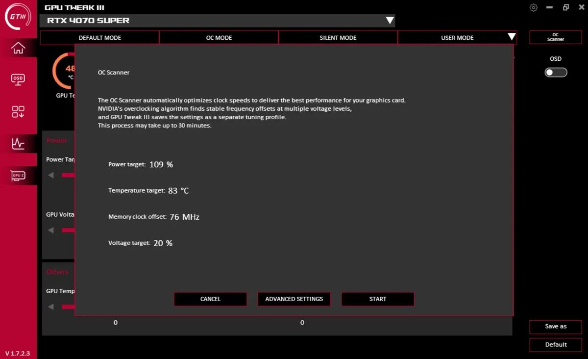 Captura ASUS GPU Tweak III