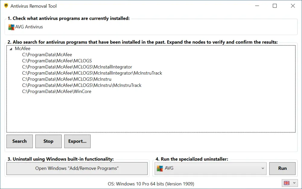 Captura Antivirus Removal Tool 7e3zpkf5