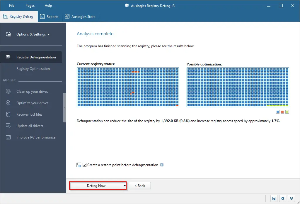 Captura Auslogics Registry Defrag 5v8rykob