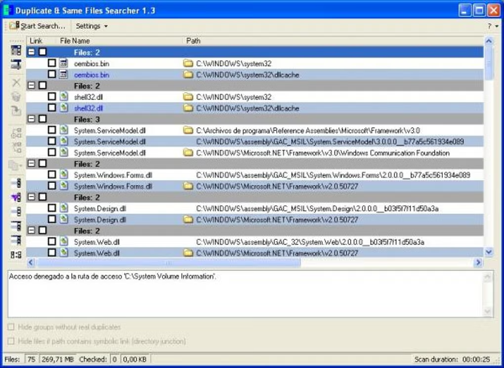 Captura Duplicate Same Files Searcher Nryt0993
