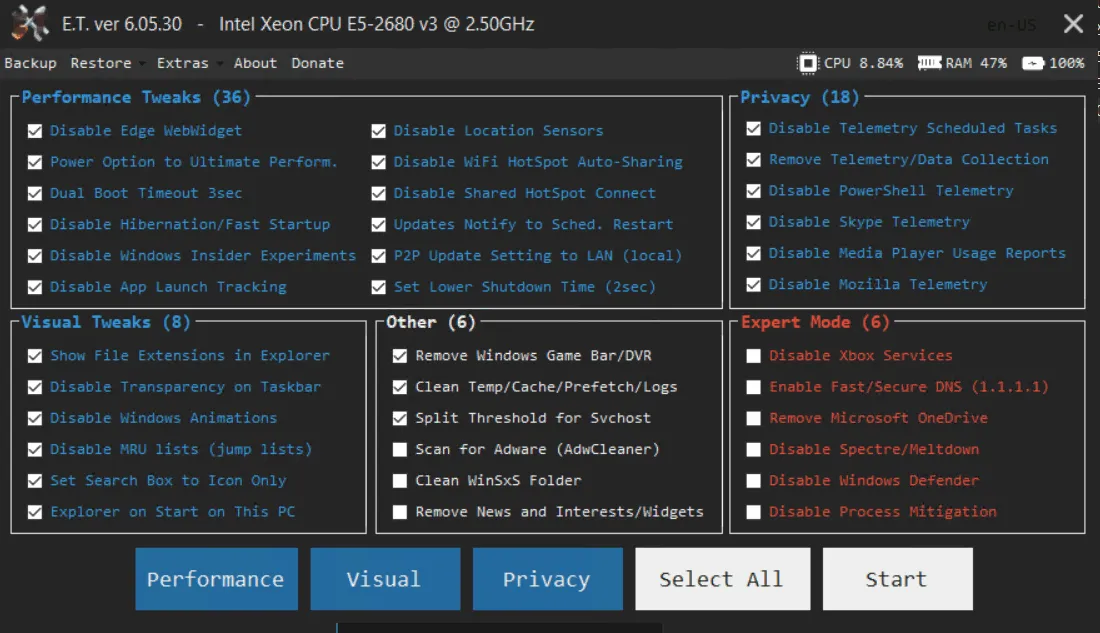 Captura ET Optimizer