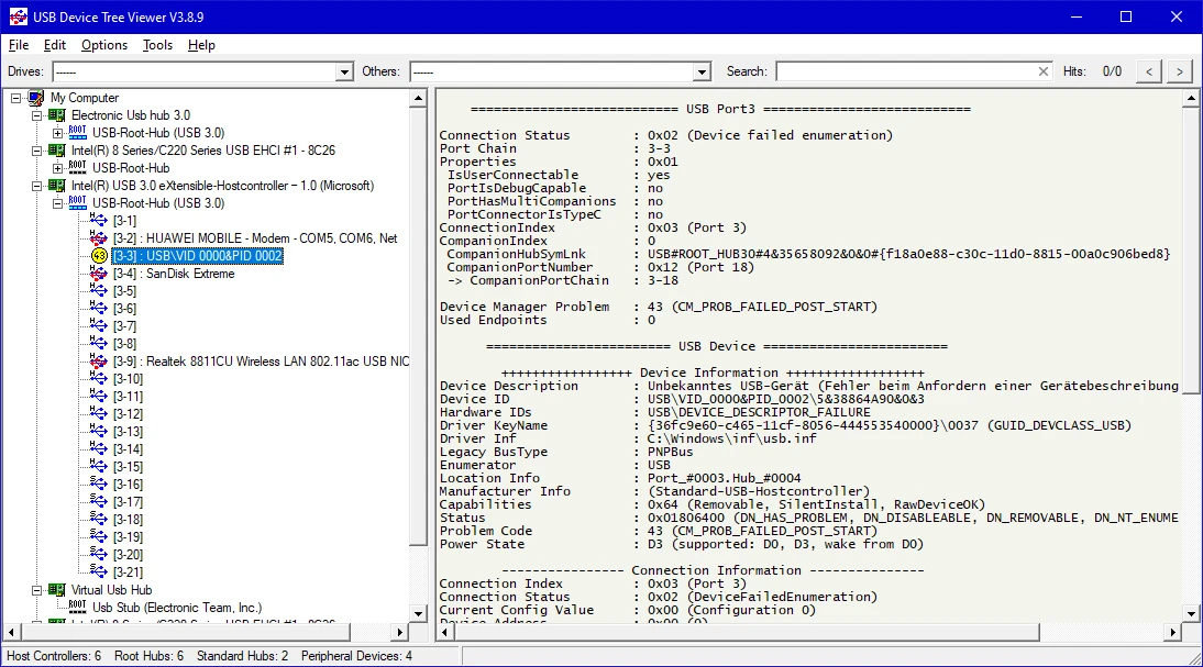 Captura USB Device Tree Viewer B975e3qd