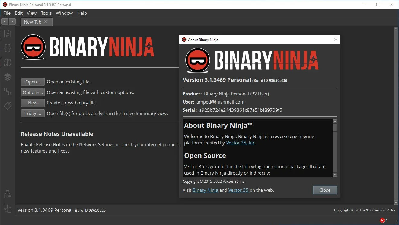 Captura Vector 35 Binary Ninja Kqe71tps