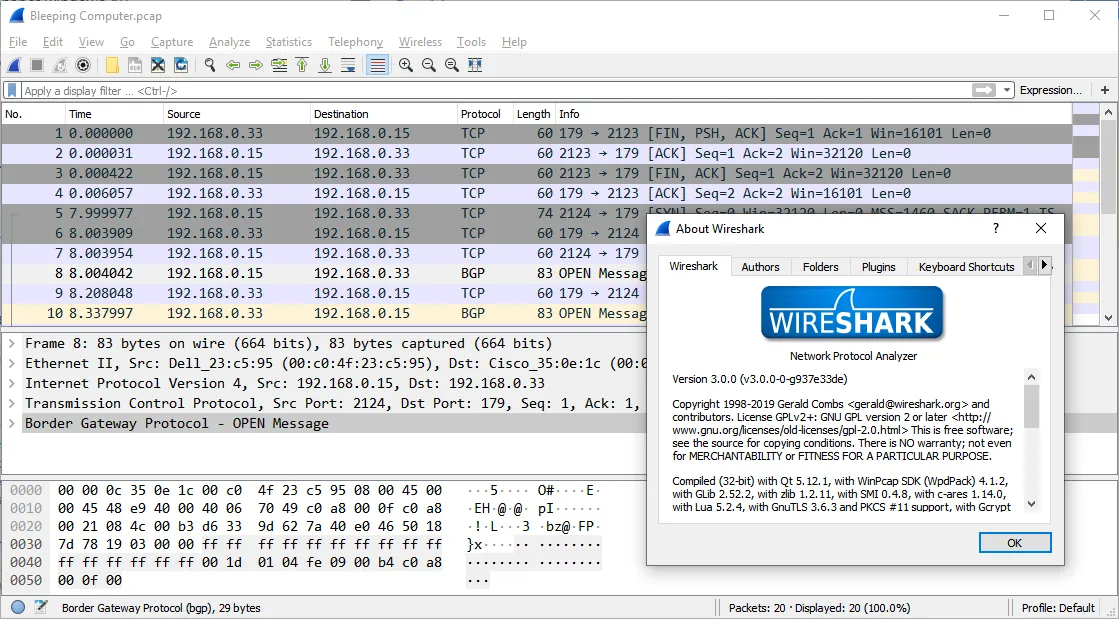 Captura Wireshark Hygwtkd7