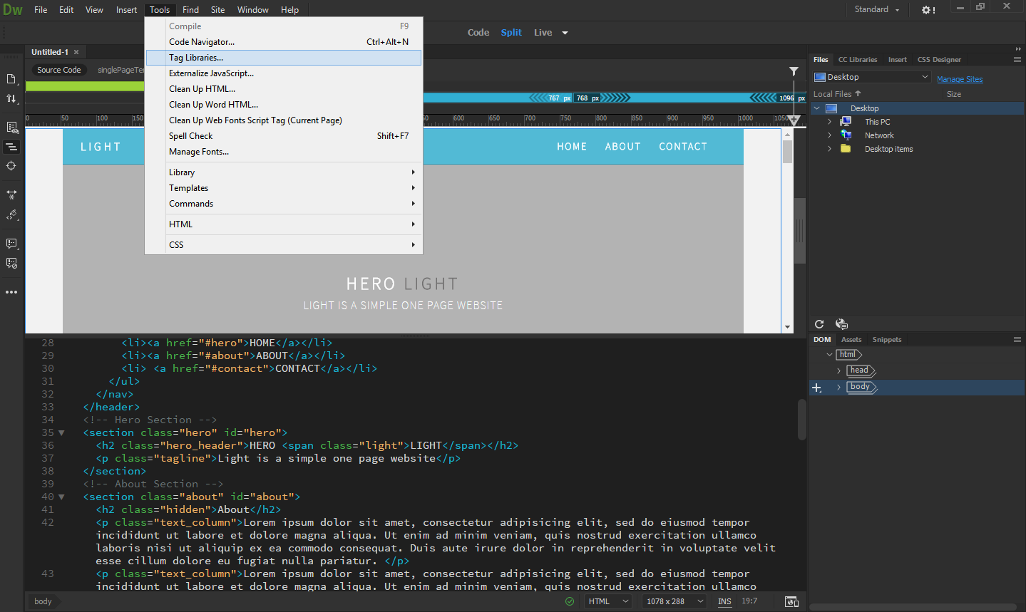 Captura Adobe Dreamweaver 1