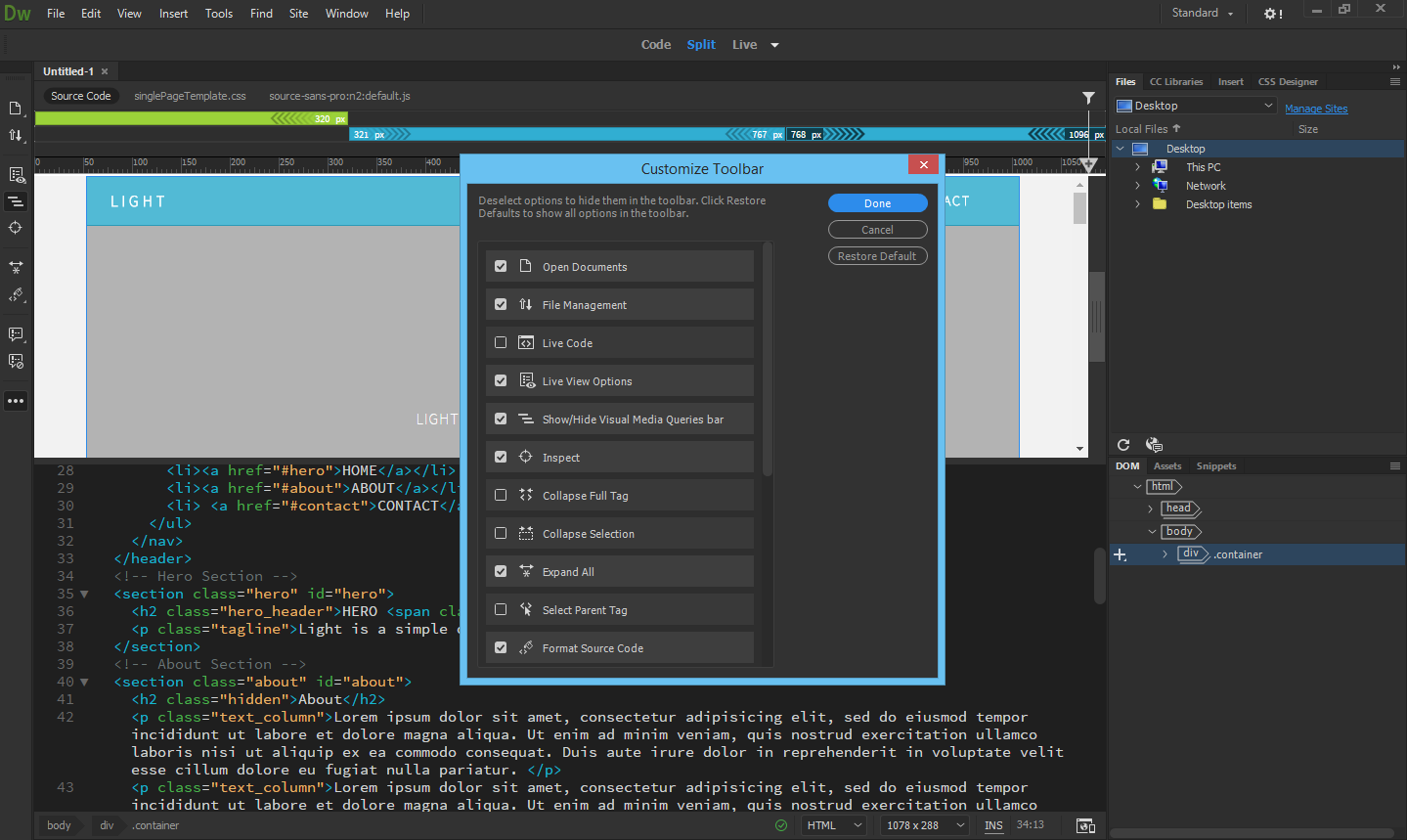 Captura Adobe Dreamweaver 3