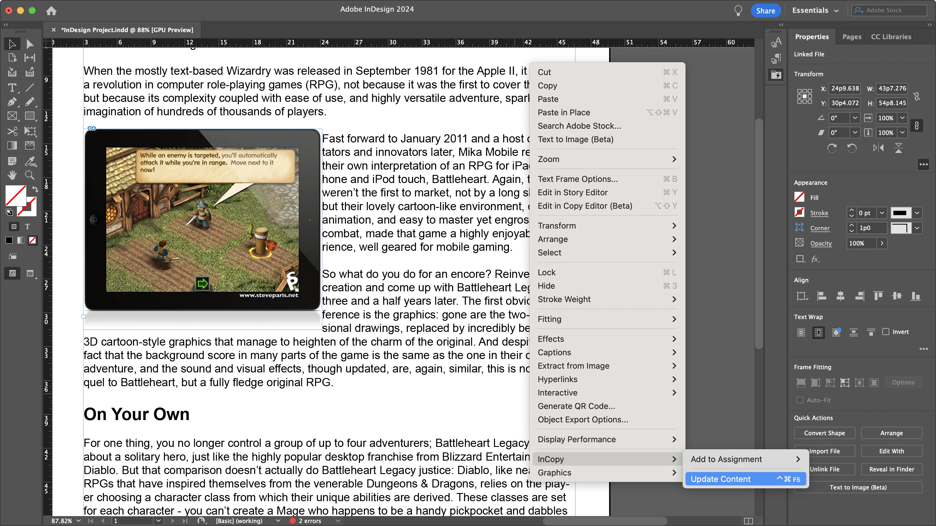 Captura Adobe InCopy for macOS 2